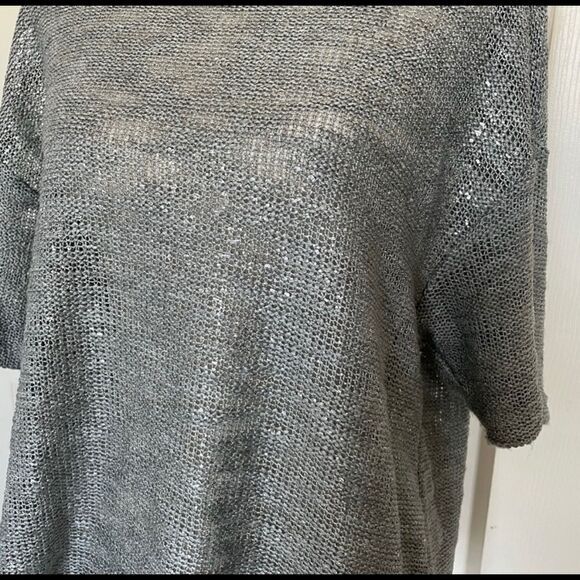 TopShop Gray metallic knitted short sleeve top, 8 - Picture 6 of 12
